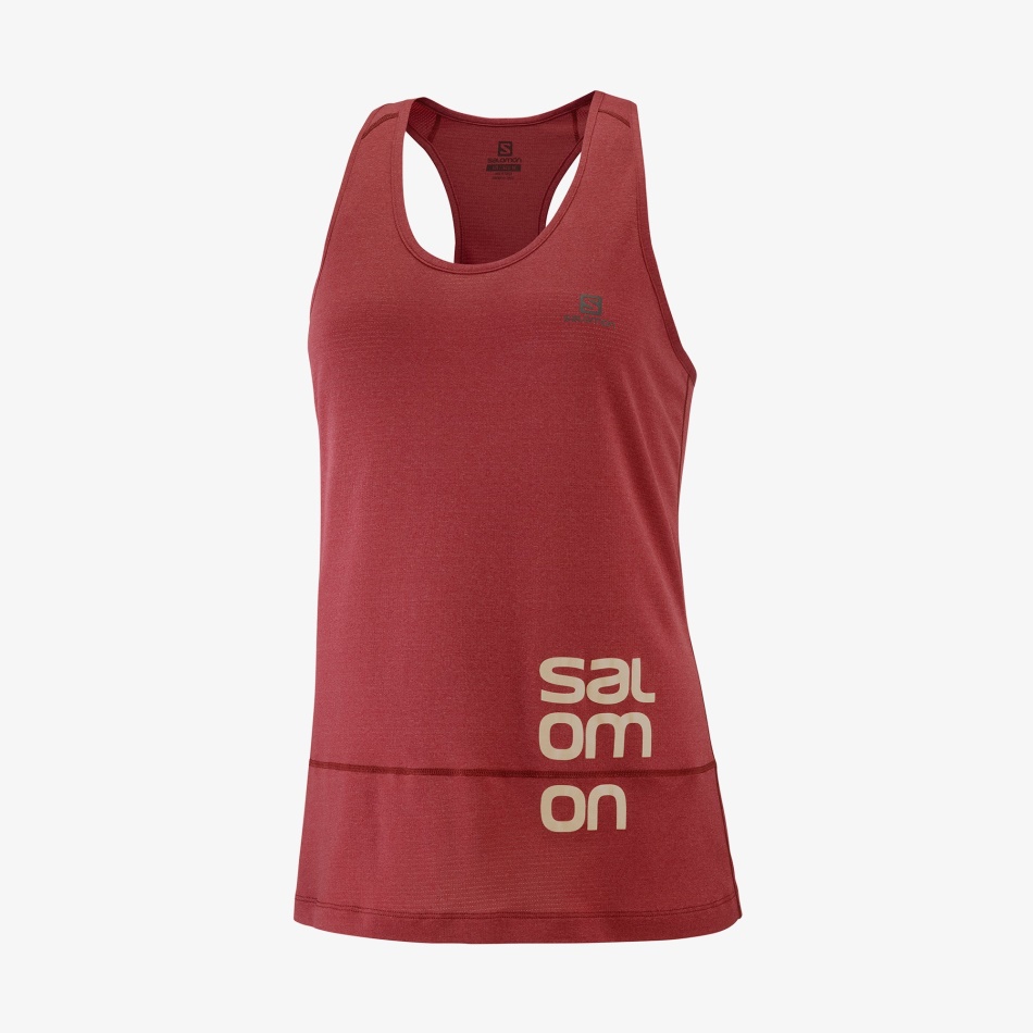 Salomon Cross Run Graphic Tank W Cabernet Heather