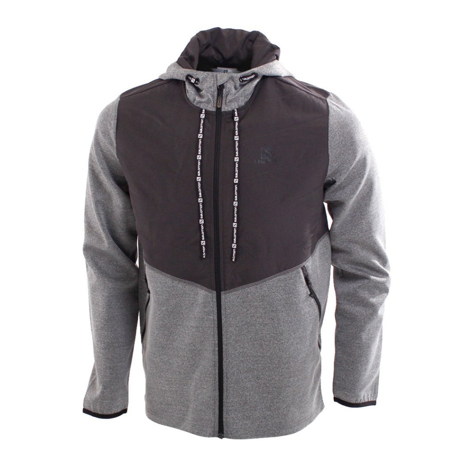 Salomon Echo Hybrid Hoodie Fz Midlayer M Black Heather