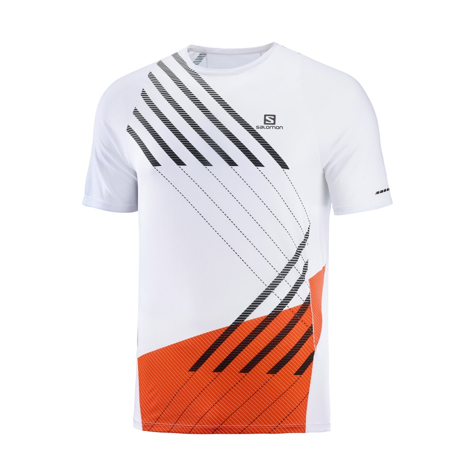 Salomon Sense Aero Ss Tee M Belo-ognjeno Rdeče-črna